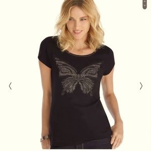 NWOT White House Black Market Butterfly T Shirt Black Small